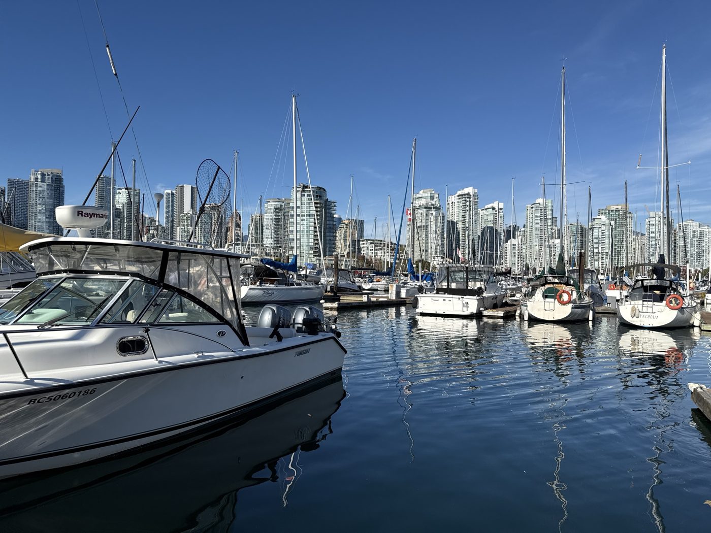 Boats moored in a Vancouver marina
